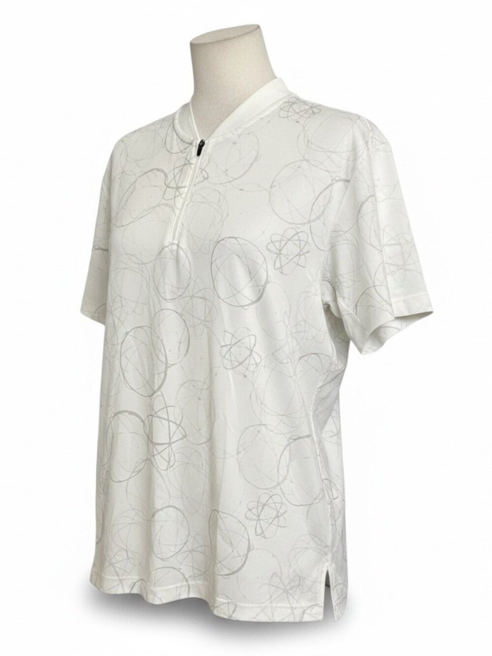 Uniqlo Futura Laboratories Polo Shirt Mens L White Graphic 1/4 Zip Golf
